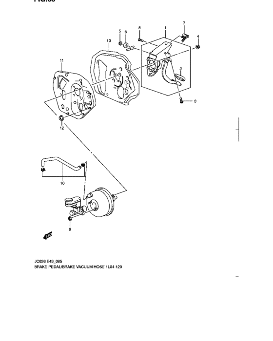 Brake pedal/brake vacuum hose