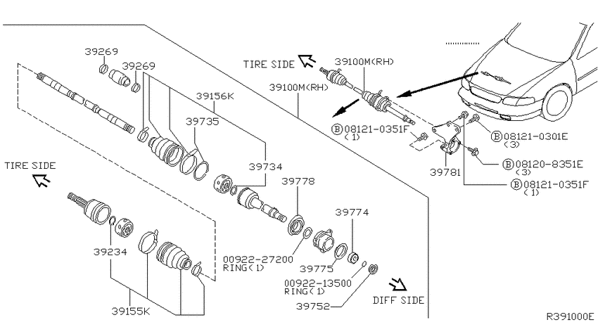 Front drive shaft (ff)