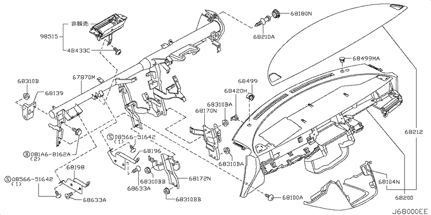 Instrument panel, pad & cluster lid