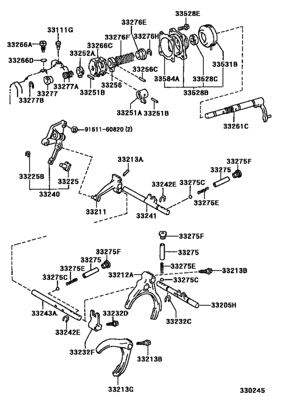 Gear Shift Fork & Lever Shaft (Mtm)