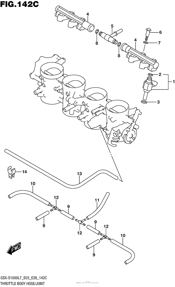 Throttle Body Hose/joint (Gsx-S1000Al7 E28)