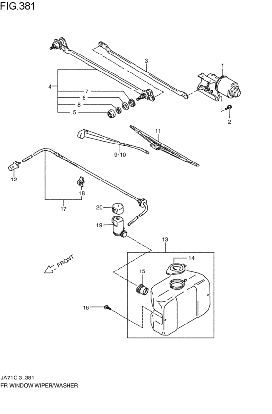 front wind windshield wiper / washer