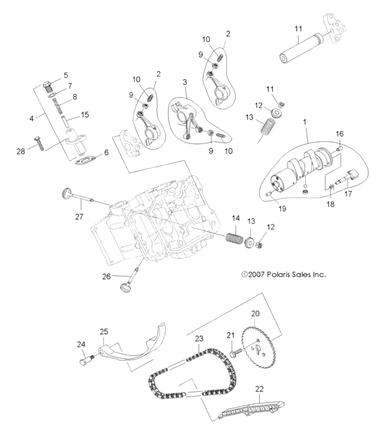 Engine, valve and camshaft