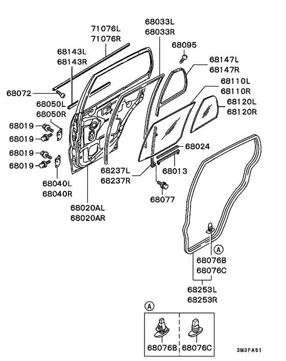 Rear door panel & glass