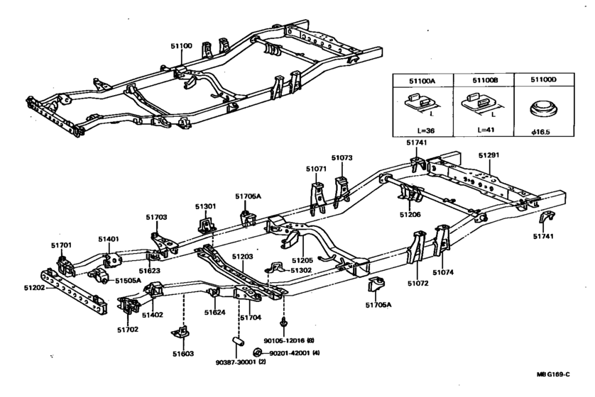 Frame for 1986 1988 Toyota HILUX/4RUNNER TRUCK YN67 Europe sales