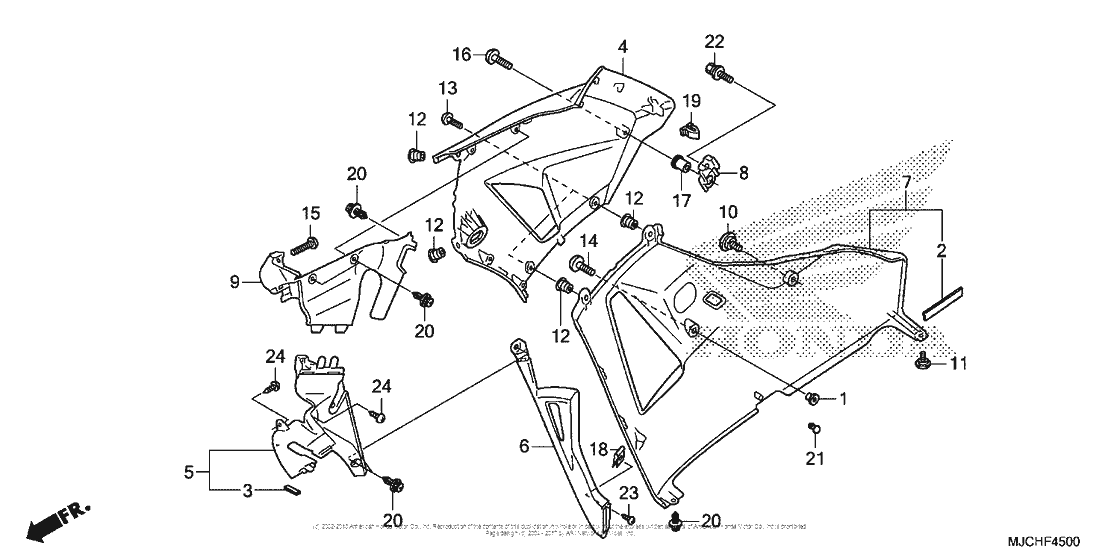 Middle Cowl + Lower Cowl (R.)