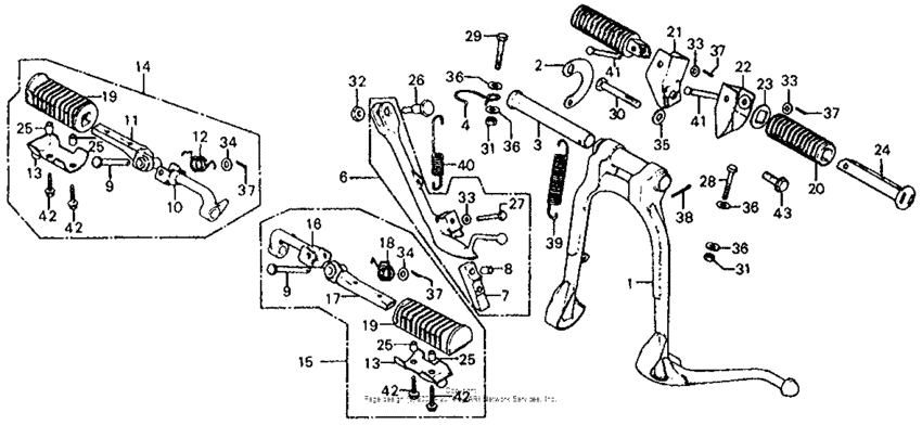 Footpegs + main stand + side stand