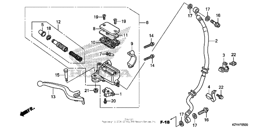 Front brake master cylinder