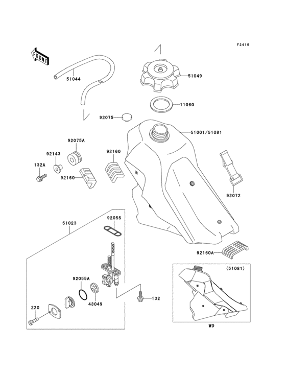 Fuel tank for 1998 Kawasaki KLX300R Canada sales region, , 14233323803689
