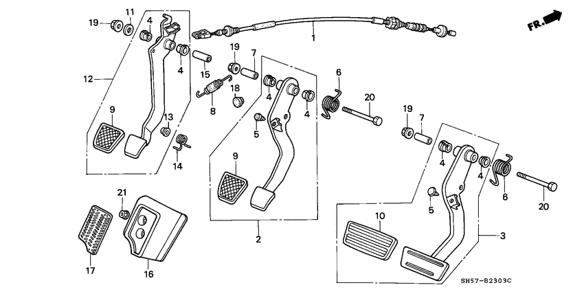 Brake pedal/clutch pedal