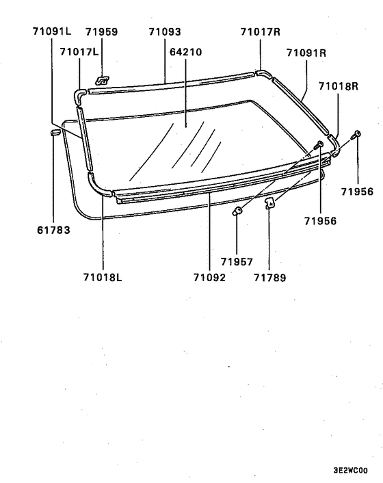 Rear window glass & moulding