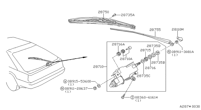 Rear window wiper