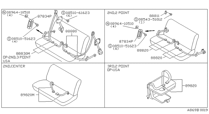 Rear seat belt