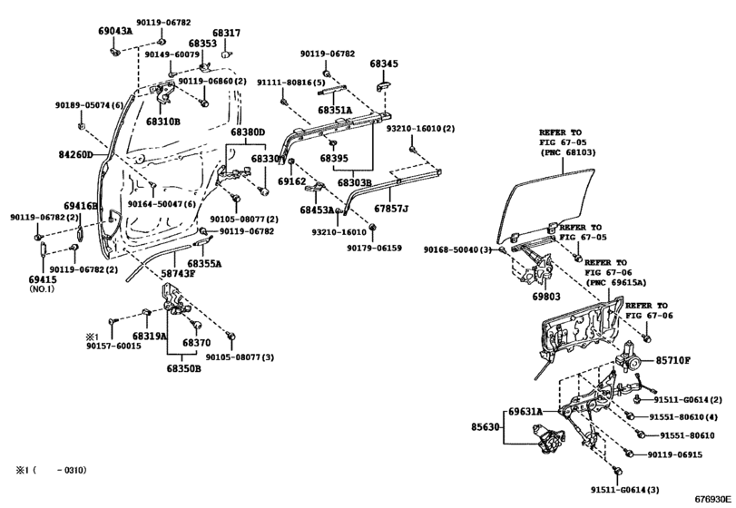 Rear Door Window Regulator & Hinge