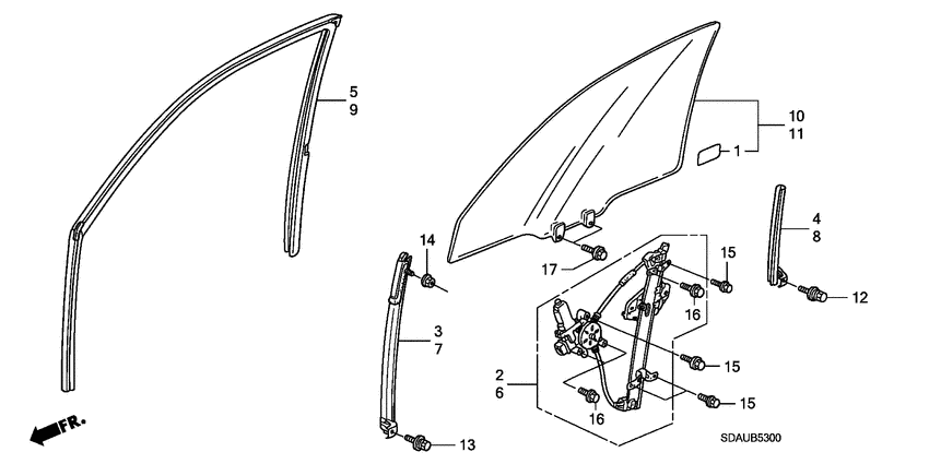 Front door glass/ regulator