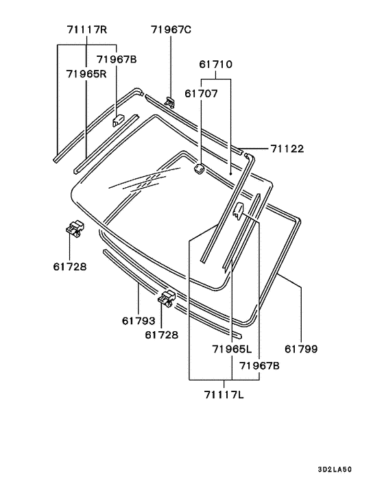 Windshield glass & moulding