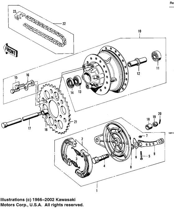 Rear hub/brake/chain