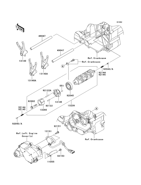 Gear change drum/shift fork(s)