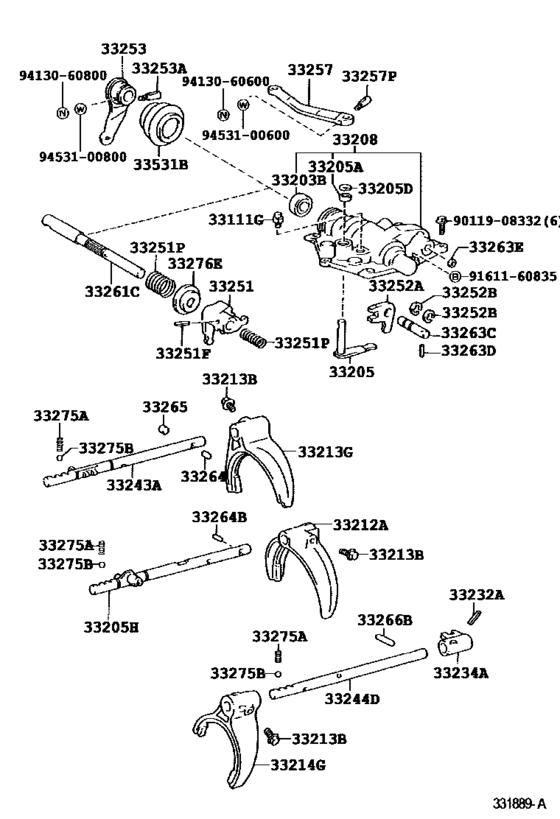 Gear Shift Fork & Lever Shaft (Mtm)