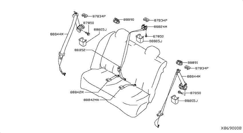 Rear seat belt