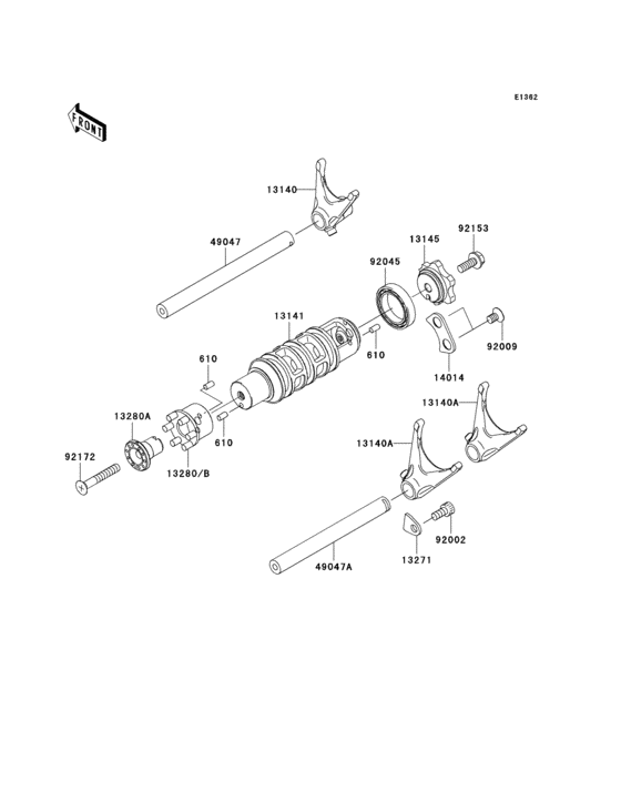 Gear change drum/shift fork(s)
