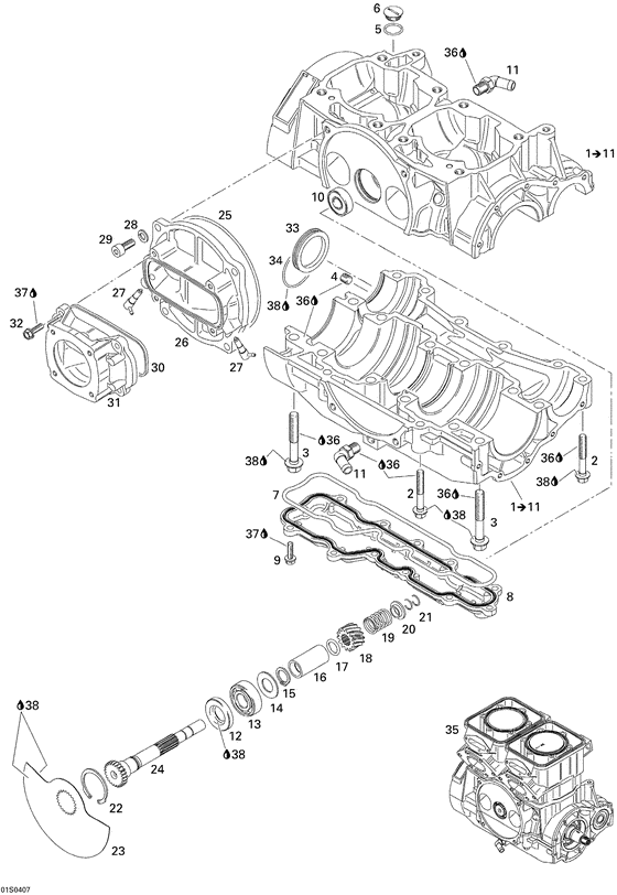 01- crankcase and rotary valve