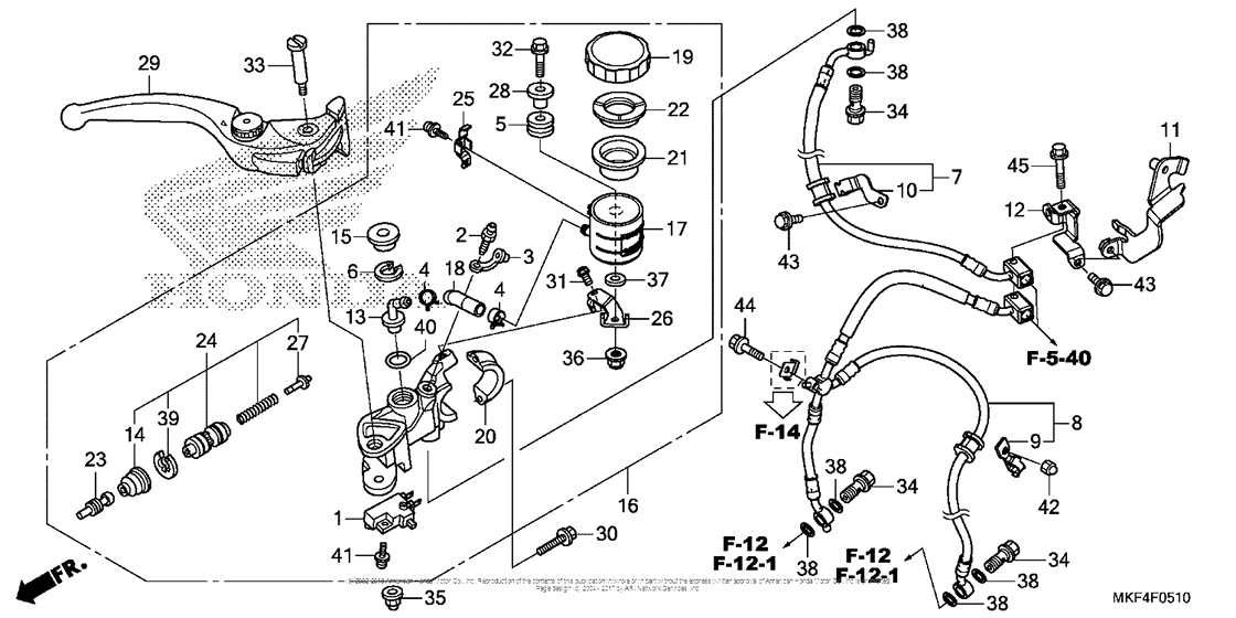 Front Brake Master Cylinder (2) for 2017 Honda CBR1000 USA sales
