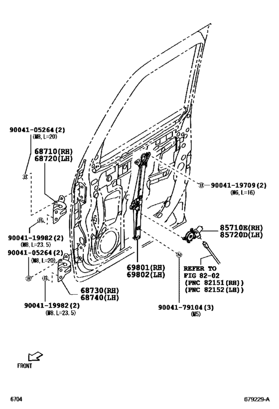 Front Door Window Regulator & Hinge