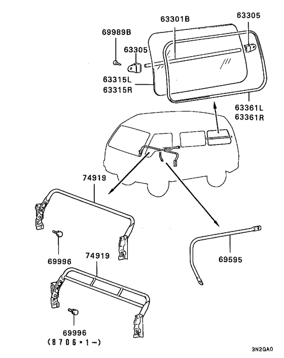 Qtr window glass & moulding