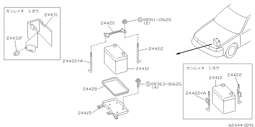 Battery & battery mounting