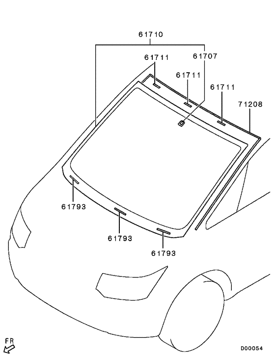 Windshield glass & moulding