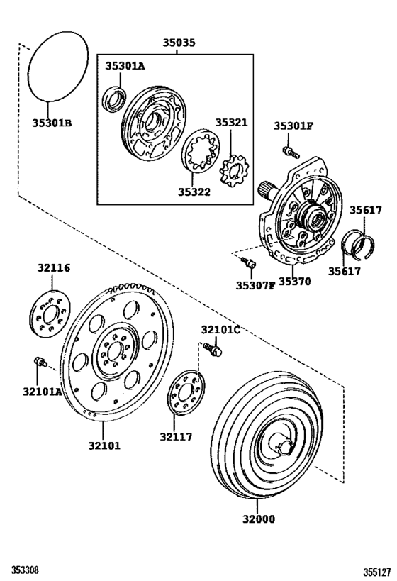 Torque Converter, Front Oil Pump & Chain (Atm)