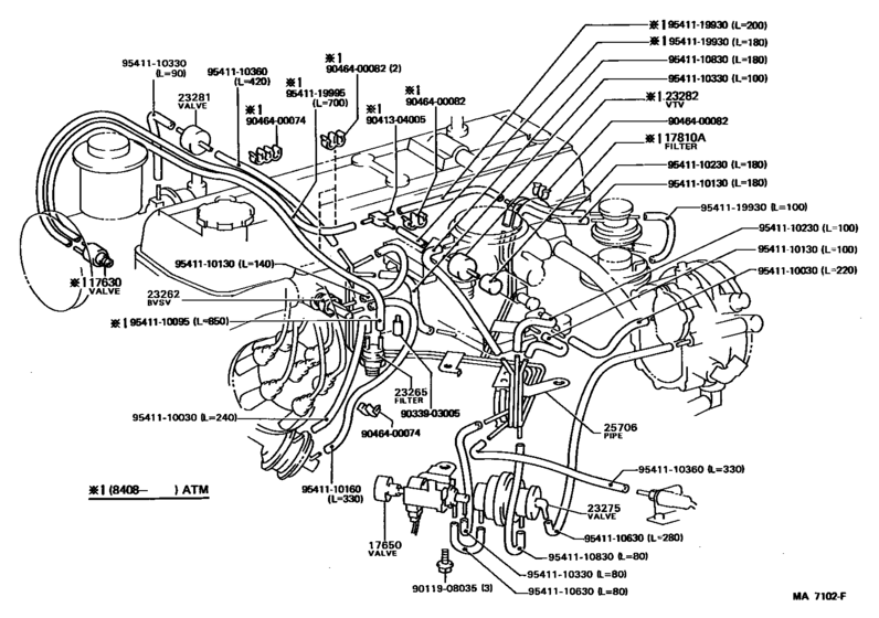 Vacuum Piping for 1983 - 1987 Toyota CROWN/ MAJESTA MS120 | Japan sales ...