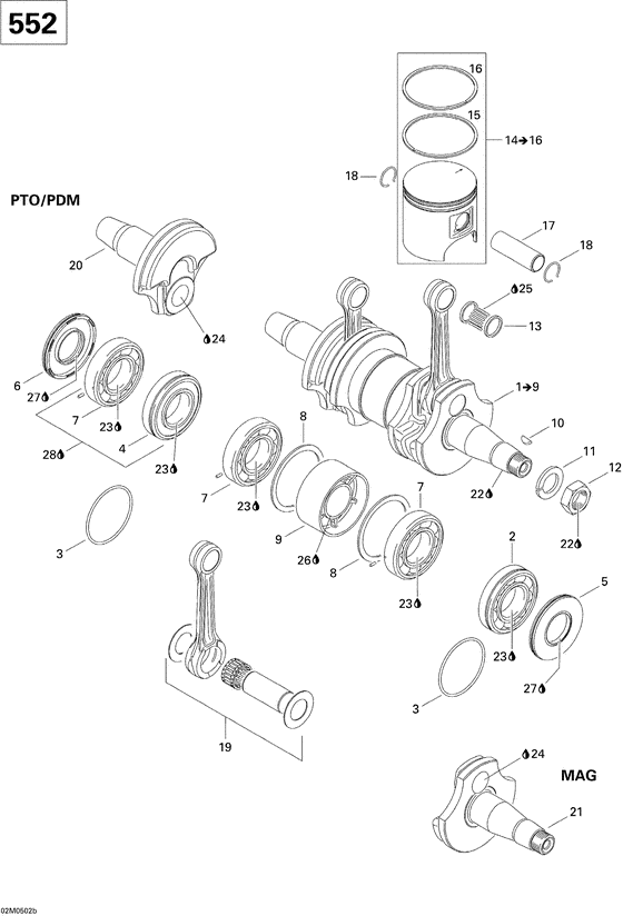 01- crankshaft and pistons 552