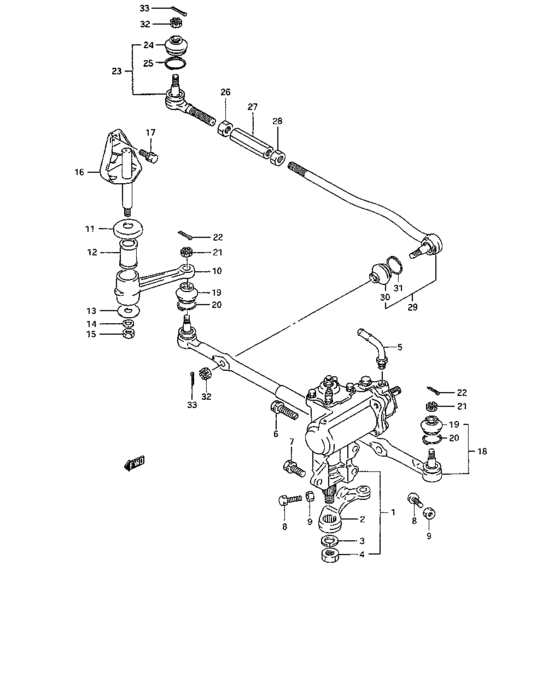 Steering link and gear box