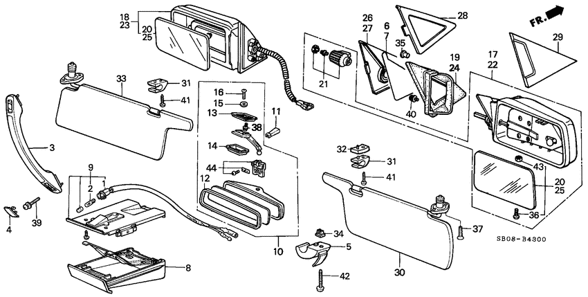 Mirror/sunvisor/ashtray