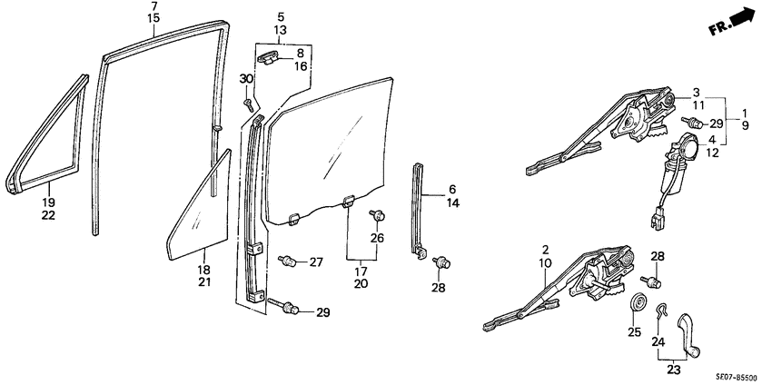 Rear door window/ regulator