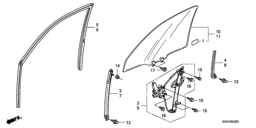 Front door glass/ regulator
