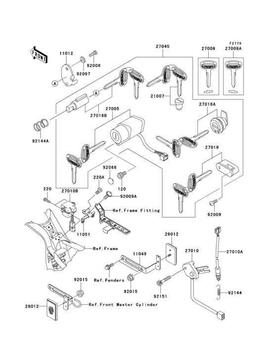 Ignition switch/locks/reflectors