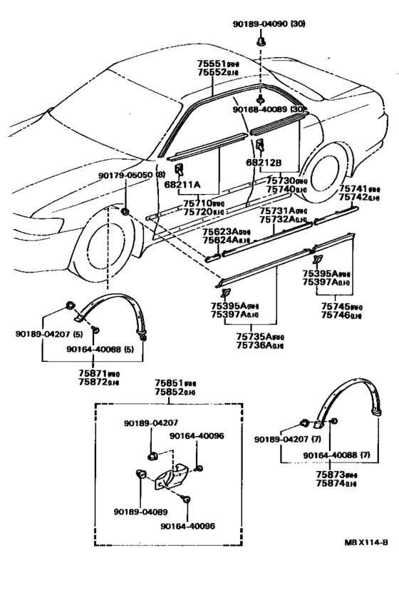 Side Moulding for 1992 1996 Toyota MARK 2 JZX90 Japan sales region