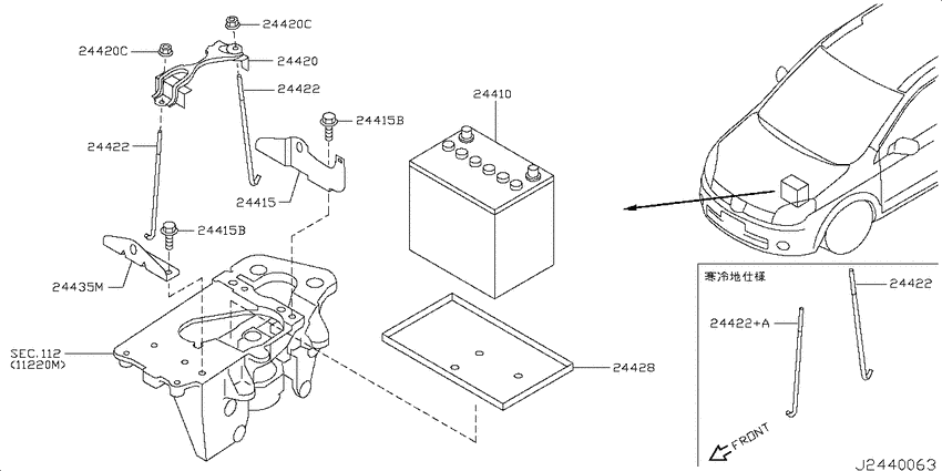 Battery & battery mounting