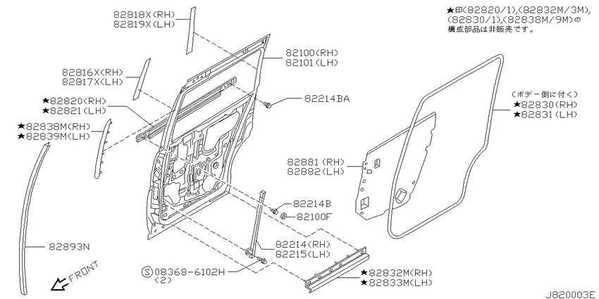 Rear door panel & fitting