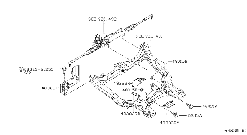 Steering gear mounting