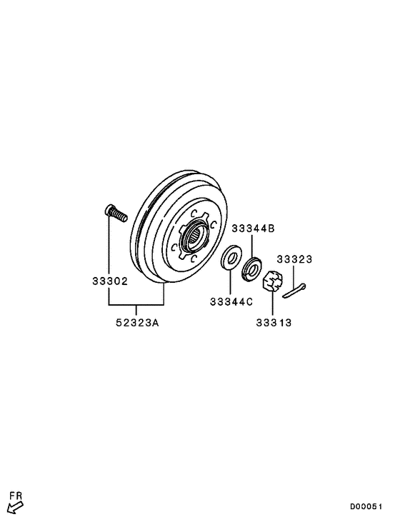 Rear axle hub & drum