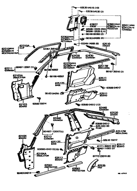 Inside Trim Board & Door Opening Trim Moulding For 1980 - 1981 Toyota 