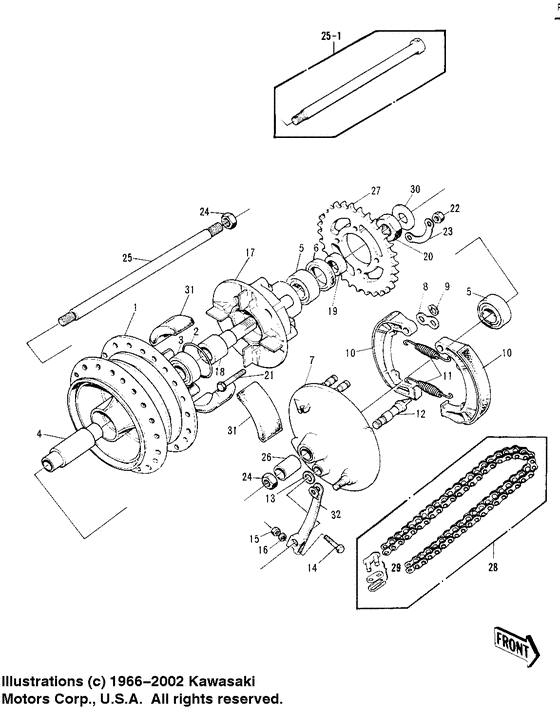 Rear hub/brake/chain