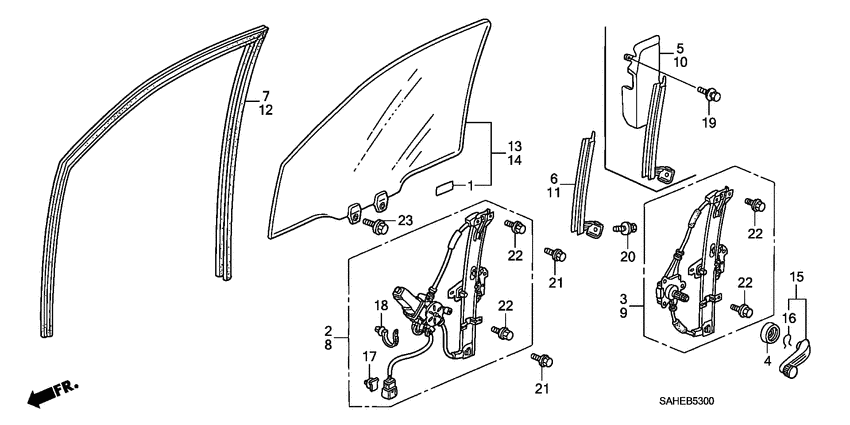 Front door glass/ door regulator