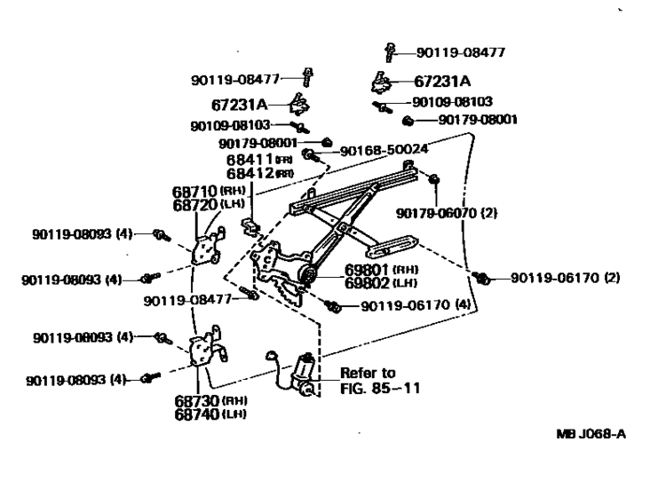 Front Door Window Regulator & Hinge