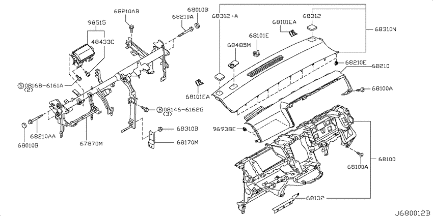Instrument panel, pad & cluster lid