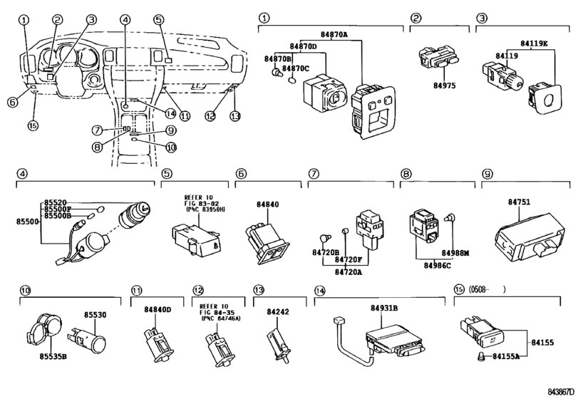 Switch & Relay & Computer for 2001 - 2005 Toyota LEXUS SC UZZ40 | U.S.A ...